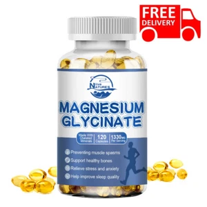 Magnesium Glycinate 120 Capsules 1330mg Improved Sleep, Stress & Anxiety Relief - Picture 1 of 10