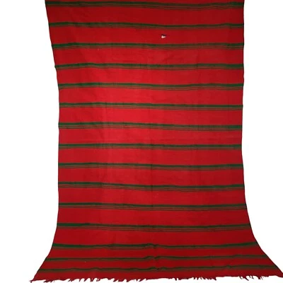 Винтажный ручной работы марокканский красный зеленый ковер с бахромой подлинный берберский ковер для искусства - Изображение 1 из 4