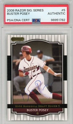 Buster Posey Signed 2008 Razor Signature Series #5 PSA DNA RC Rookie Early Auto - Image 1 of 2