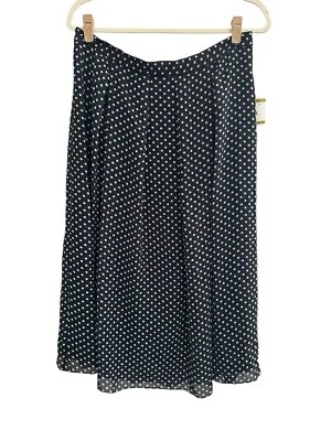 Falda midi Anne Klein para mujer 14 negra transparente superpuesta a lunares nueva con etiquetas $99 #3570 Foto 1 de 4