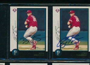 Lot (2) 1998 Bowman #127 Ryan Brannan Phillies Signed Autograph (BK41) SWSW