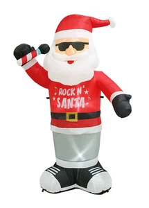 1.8m AirPower Inflatable Rock 'n' SANTA Claus Singer CHRISTMAS LED XMAS Lights - Picture 1 of 1