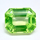 Natural Flawless Green Peridot 15.15 Ct Octagon Cut Certified Loose Gemstone