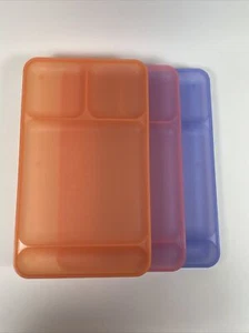 3 Vintage Tupperware Lunch Tray, Food Serving Tray, Divided Food Tray Camping - Picture 1 of 4