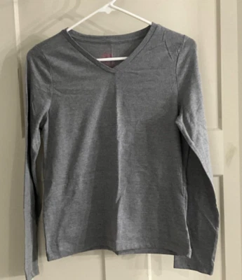 Faded Glory Girls Long Sleeve V-Neck Gray Shirt Size 14-16 NWOT’S - Image 1 of 4