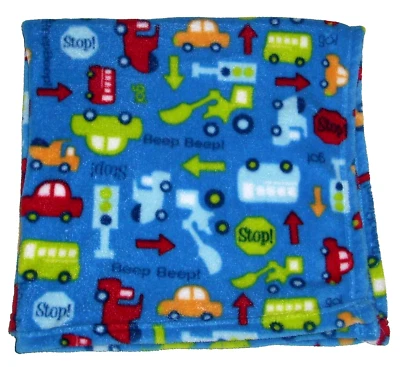 Manta de transporte Baby Kiss azul construcción parada coche autobús pitido Lovey Foto 1 de 2