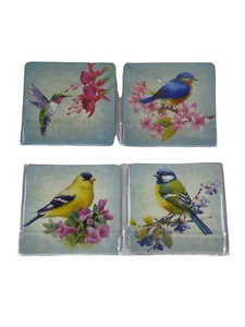 Blue Bird, Hummingbird, Blue Titmouse, Goldfinch Coasters 4in x 3.5 - Picture 1 of 10