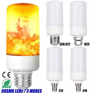 E26/E27/B22/E12/E14 9W 99LEDs Flicker Flame Light Bulb Burning Fire Effect Lamp - Picture 1 of 13