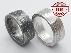 Münzring • 1961 • BRD 5 Mark mit Datum Heiermann Silberadler Silber 625er Ring - Picture 1 of 6