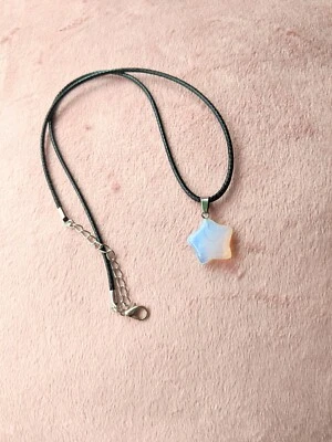 Opal Opalite Healing Crystal Star Stone 3/4" Pendant Natural Gem Necklace - Image 1 of 3