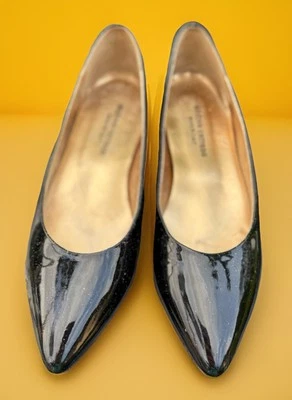 Andrea Carrano Italian Patent Leather Pointed Toe Dressy Flats Sz 7.5-8 (EU 38) - Image 1 of 4