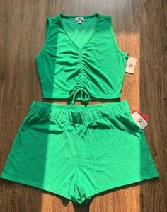 Juicy Couture Terry Towel Shorts Set Green Size 2X New - Picture 1 of 11