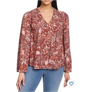 Essica Simpson top donna tessuto boho floreale taglia grande madre natura floreale L/S - Foto 1 di 9
