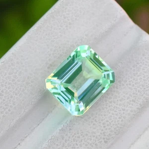 Ceylon Mint Green Sapphire 12X10 MM Loose Radiant Brilliant Cut, 7.97 Cts - Picture 1 of 7