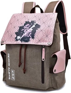 Demon Slayer Nezuko Official Laptop Backpack Canvas Printed Student Bag New - Picture 1 of 13