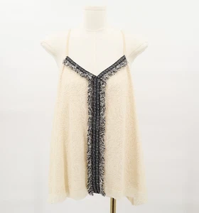 Anthropologie Akemi Kin Women's Fringed Crossroads Tank Neutral/Black Sz XS NWT - Picture 1 of 6