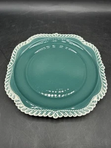 Vintage Harker Corinthian Teal Green Gadroon Square Plate Apprx 8.25" - Picture 1 of 5