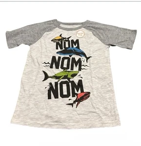 NEW Jumping Beans Boys Shark Graphic Tee Size 6 Heather Gray Short Sleeve T-Shir - Picture 1 of 3