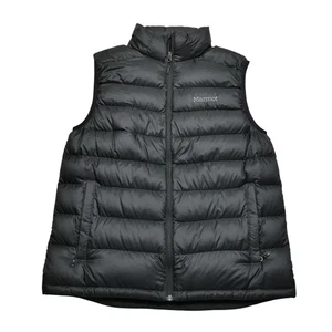 Marmot Vest Mens Large Black 800 Fill Down Puffer Zip Pockets Maker's Mark Gilet - Picture 1 of 9