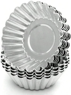 20pcs Aluminium Egg Tart Moulds Reusable Mini Baking Cups Muffin Cupcake Liners - Image 1 of 4
