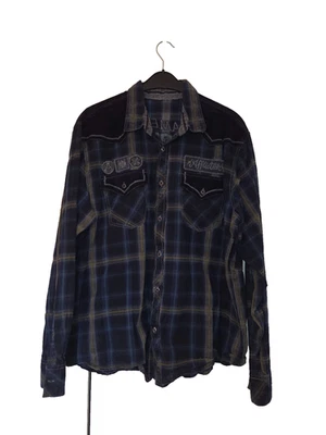 Affliction Clothing Herren Hemd 3XL - Blau Grau Karriert - Bild 1 von 4
