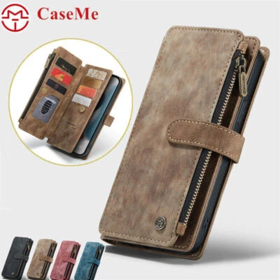 Leather Zipper Card Wallet Phone Case For iPhone 11 12 13 14 15 16 Pro Max XR XS - Image 1 of 4