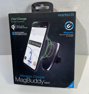 Brand New NAZTECH Magbuddy Wireless Car Charger VENT Mount Qi Magnetic 14533 - Image 1 of 4