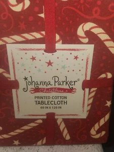 Mantel de bastón de caramelo rojo Johanna Parker y 8 servilletas a juego  - Imagen 1 de 3