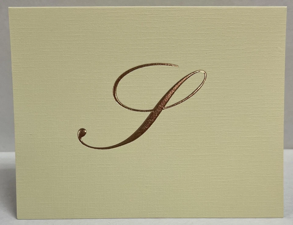 Tarjetas de notas con monograma oro en relieve inicial carta invitaciones de fiesta gracias Foto 1 de 1