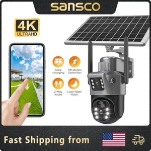 Solar Powered PTZ Security IP CCTV Camera 4MP Home Outdoor Audio Wireless WiFi - Picture 1 of 24