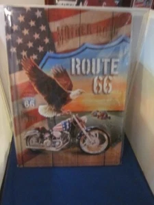 Señal de hojalata Mother Road Route 66 motocicleta motociclista 12" X 17" MAN CUEVA - Imagen 1 de 2
