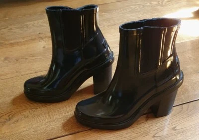 Botas de lluvia Chelsea de tacón alto Hunter raras para mujer talla 3 Reino Unido Foto 1 de 4