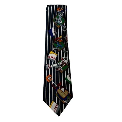 "Corbata de béisbol Looney Tunes Mania de 4"" para el cuello Taz Lucas Silvestre a rayas negras" Foto 1 de 4