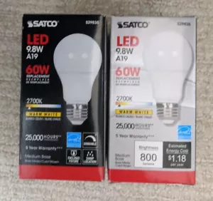Satco S29835 9.5 watt A19 Medium Light Bulb, Frosted White4 - Picture 1 of 2