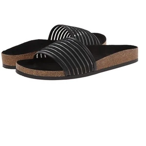Bass Womens Harvey Casual Low Slip On Cork Footbed Slide Sandals Black 6 M - Picture 1 of 2