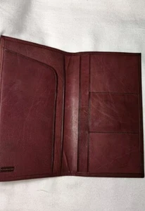 Vintage Coach Burgundy Red Genuine Leather Checkbook Long Wallet Passport Holder - Picture 1 of 13