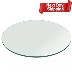 Round Clear Tempered Glass Table Top 1/4" (6mm) Inch Thick w/ Flat Polished Edge - Picture 1 of 9