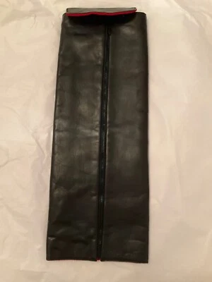 EXCELLENT COND Vintage Gucci Black Leather Zippered Tie Caddy w/ Velvet Lining - Image 1 of 4