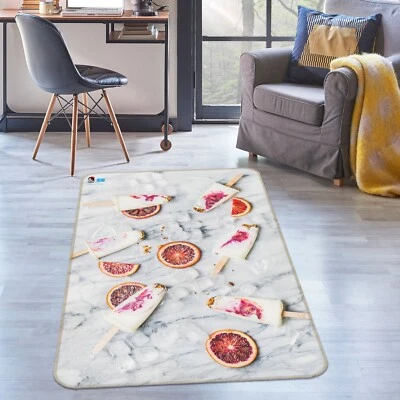3D Grapefruit Slice Ice Cream ZHUA3919 Game Non Slip Rug Mat Photo Carpet Amy - Image 1 of 4