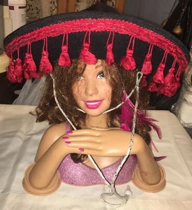 Pigalle Mariachi Folklorico Sombrero Hat Costume White Rope With Red Tassel Trim - Picture 1 of 9