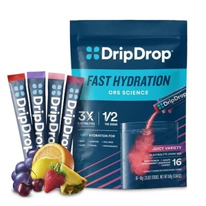 DripDrop Electrolyte Hydration Drink Mix 16 Servings Fast Hydration Variety Pack - Picture 1 of 9