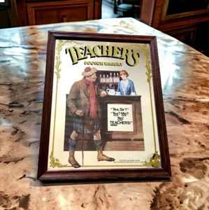 Vintage TEACHER"S SCOTCH WHISKY TEA SIR? BAR PUB MIRROR/MAN CAVE SIGN DECOR - Picture 1 of 5