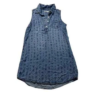 Epic Threads Top Womens Med Jean Blue Sleeveless Button Up With Arrows Tank Top - Picture 1 of 11