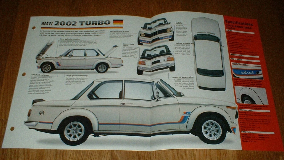 BMW 2002 1973 TURBO ORIGINAL IMP FOLLETO ESPECIFICACIONES INFORMACIÓN PÓSTER 73 74 Foto 1 de 1