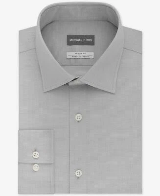$86 Camisa de vestir Michael Kors para hombre ajustada gris elástica sin arrugas 15,5 32/33 Foto 1 de 4