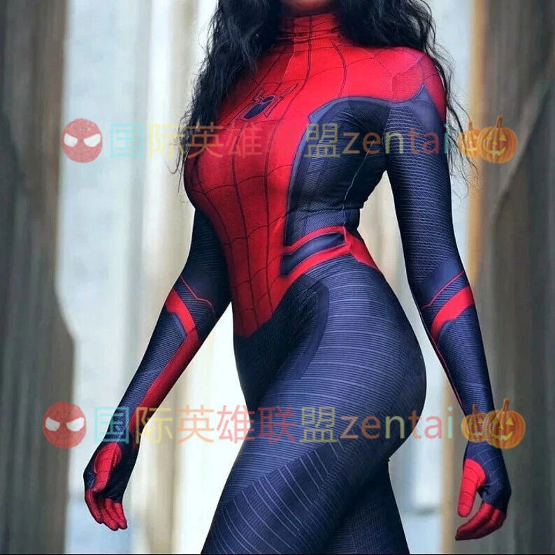 Spider Jumpsuit Cosplay Costume Woman Bodysuit Spider-man Adult Kids Halloween - Image 1 of 4