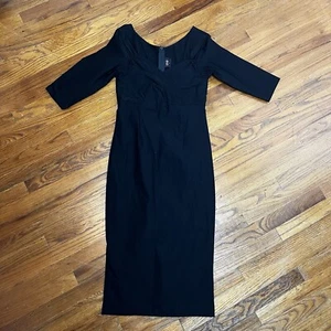 Abito Rock Steady donna L retrò pin up nero bodycon diva manica 3/4 midi - Foto 1 di 7