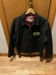 VTG Todd NTW Mechanic Workwear Jacket Large Black Red Quilted Insulated Coat - Picture 1 of 23