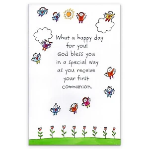 Religious FIRST COMMUNION Card, Cute Kid Angels by American Greetings + Envelope - Picture 1 of 4