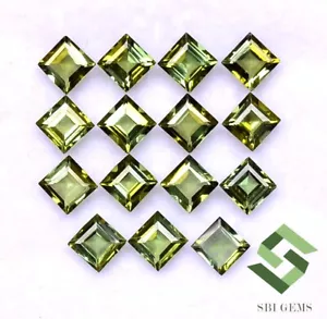 Tormalina verde naturale taglio quadrato 3,50 mm lotto 15 pezzi 3,90 CTS pietre preziose sfuse - Foto 1 di 6